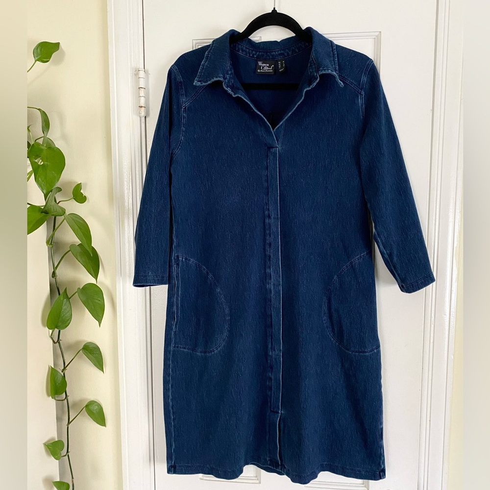 Women with Control QVC Denim Stretch Dress, Women’s Size Medium Dark Wash